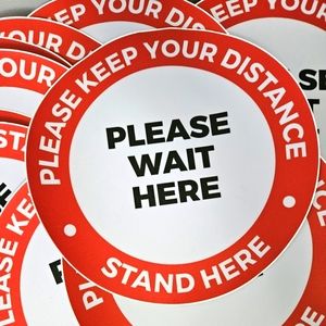 Floor Signs Please Wait Here Set of 10 NEW Vinyl